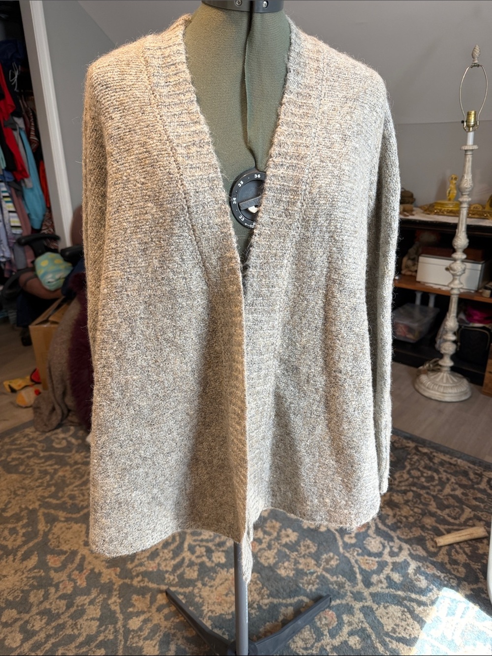 ruby moon Neutral Taupe Open-Front Women’s Cardigan Sized Small but Oversized